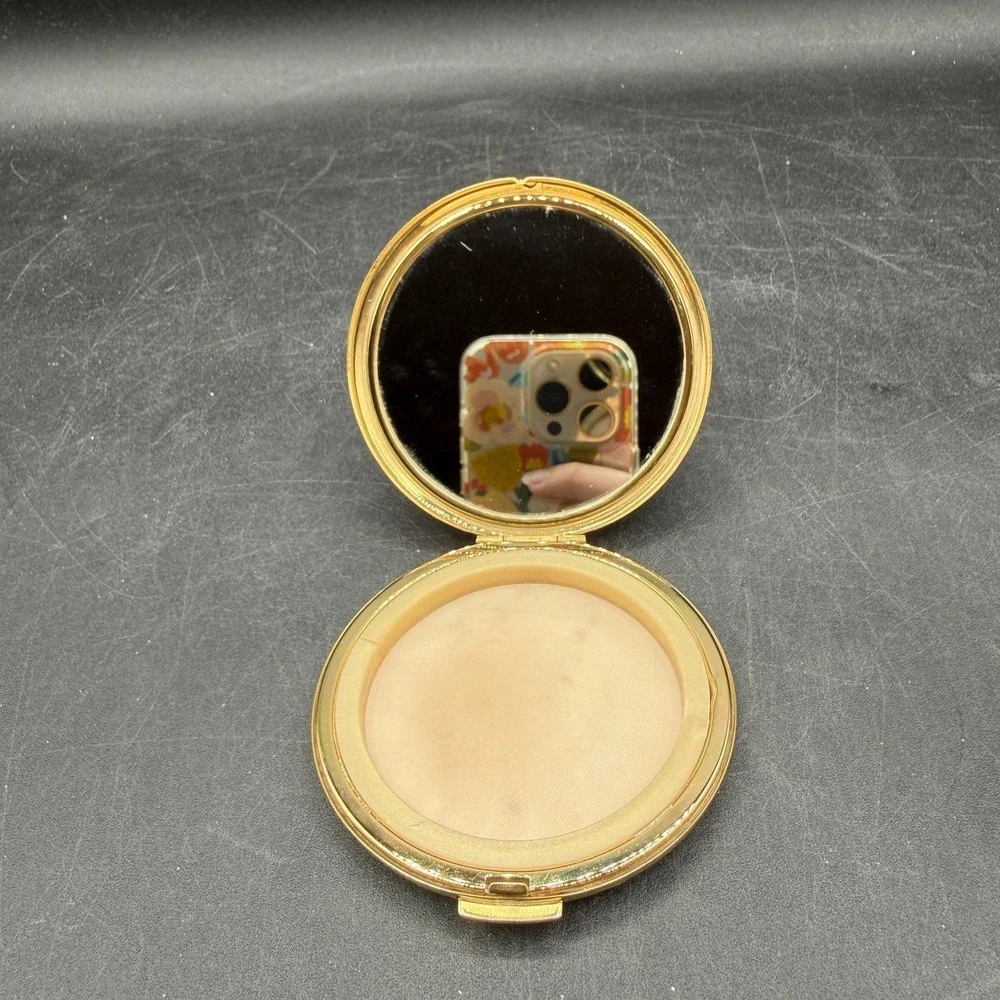 Vintage Stratton England Equestrian Horse Bit‎ Powder Compact Mirror Round 3 In